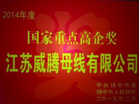 利来国国际网站母线公司获“国家重点高企”奖